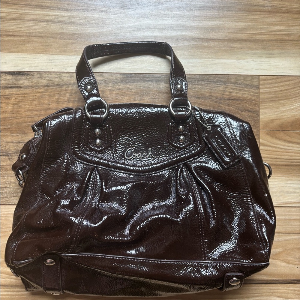 Vintage Coach Brown Shoulder Bag with Ruched Detailing